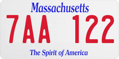 MA license plate 7AA122