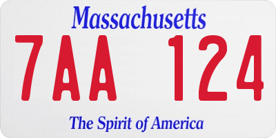 MA license plate 7AA124