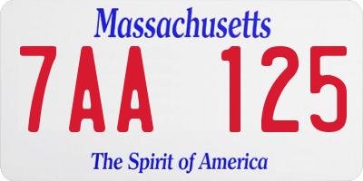 MA license plate 7AA125