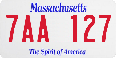 MA license plate 7AA127