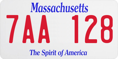 MA license plate 7AA128
