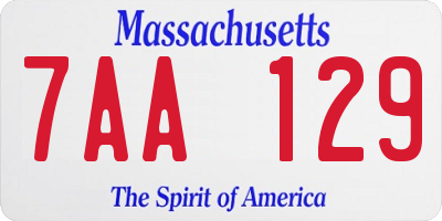 MA license plate 7AA129