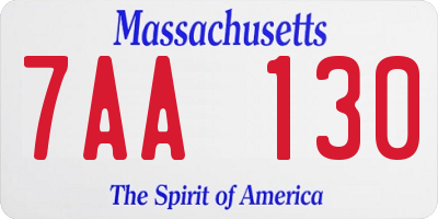 MA license plate 7AA130