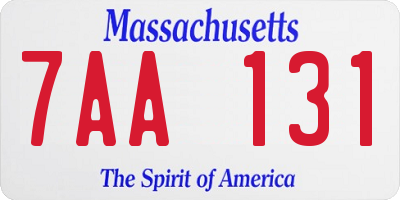MA license plate 7AA131