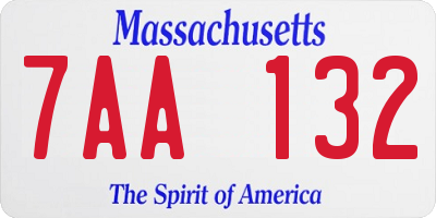 MA license plate 7AA132