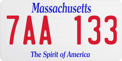 MA license plate 7AA133
