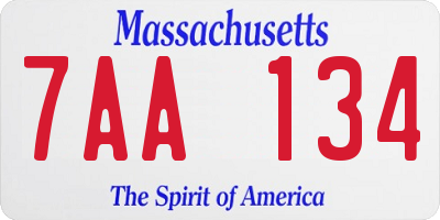 MA license plate 7AA134