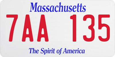 MA license plate 7AA135