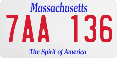 MA license plate 7AA136
