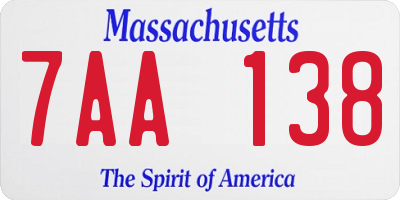 MA license plate 7AA138