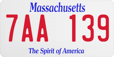 MA license plate 7AA139