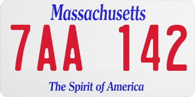 MA license plate 7AA142