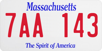MA license plate 7AA143