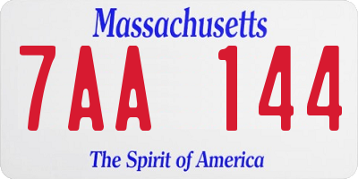 MA license plate 7AA144
