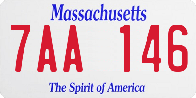MA license plate 7AA146