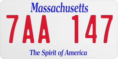MA license plate 7AA147
