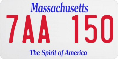 MA license plate 7AA150