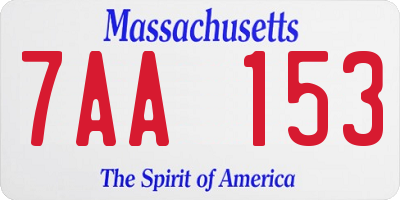 MA license plate 7AA153
