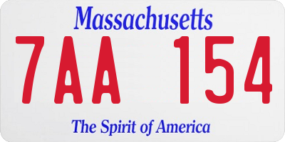 MA license plate 7AA154