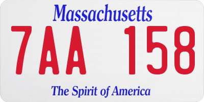 MA license plate 7AA158