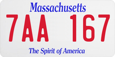 MA license plate 7AA167