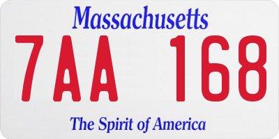 MA license plate 7AA168