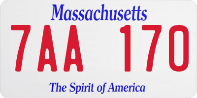 MA license plate 7AA170