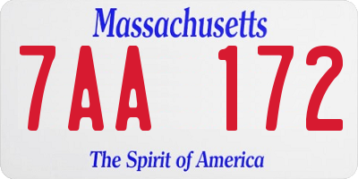 MA license plate 7AA172