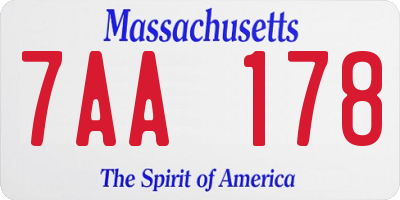 MA license plate 7AA178