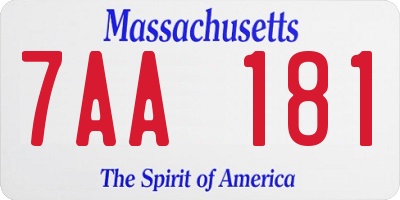 MA license plate 7AA181