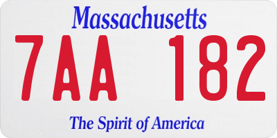 MA license plate 7AA182