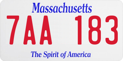 MA license plate 7AA183