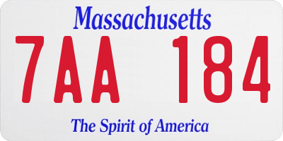 MA license plate 7AA184
