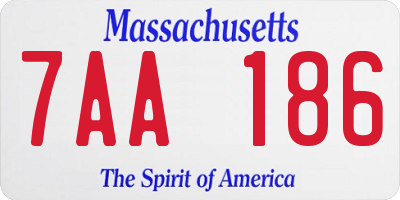 MA license plate 7AA186
