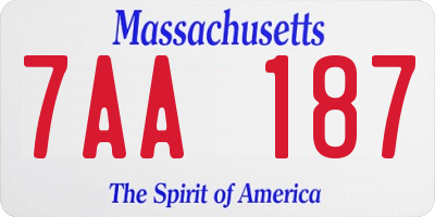 MA license plate 7AA187