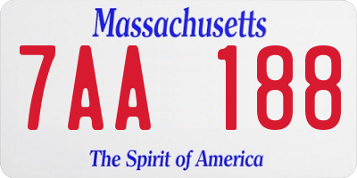 MA license plate 7AA188