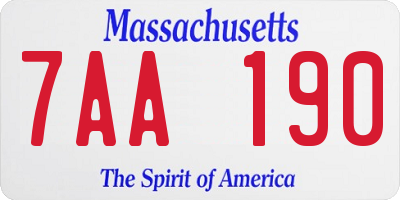 MA license plate 7AA190