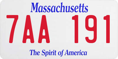 MA license plate 7AA191