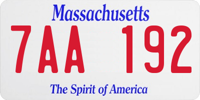 MA license plate 7AA192