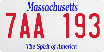 MA license plate 7AA193