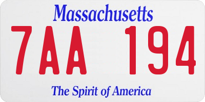 MA license plate 7AA194