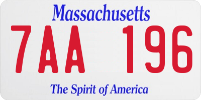 MA license plate 7AA196
