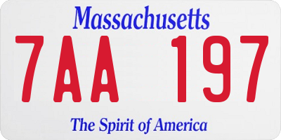 MA license plate 7AA197