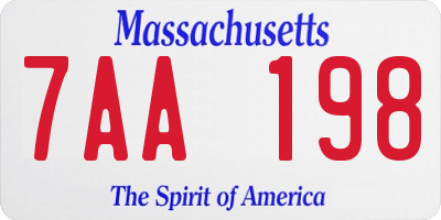 MA license plate 7AA198