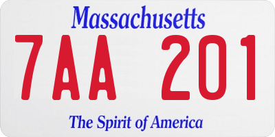 MA license plate 7AA201