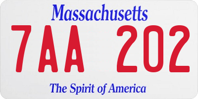 MA license plate 7AA202