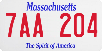 MA license plate 7AA204