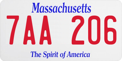 MA license plate 7AA206