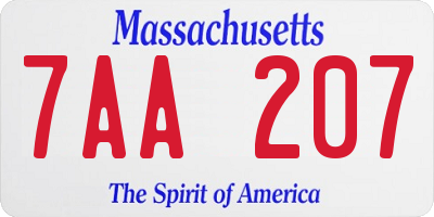 MA license plate 7AA207