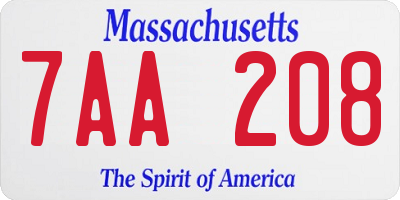 MA license plate 7AA208